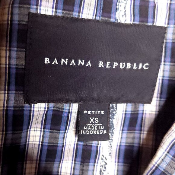 Banana Republic Petite Womens Blue White Plaid Lightweight Blazer XSP - Picture 8 of 10